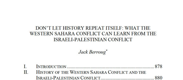 Don't Let History Repeat Itself: What the Western Sahara Conflict Can Learn From the Israeli-Palestinian Conflict