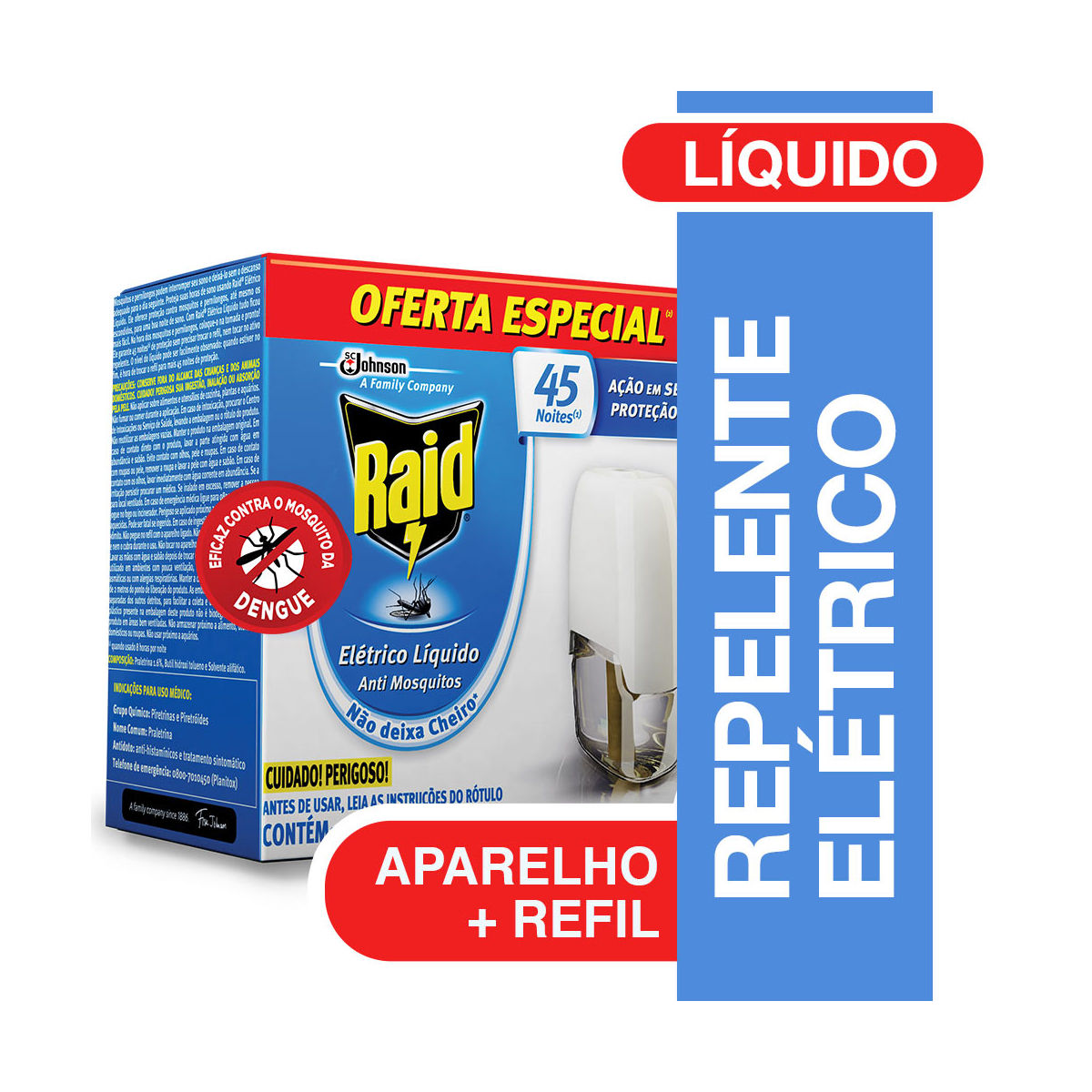 Inseticida Raid Aparelho Com Refil 32,9 Ml 45 Noites