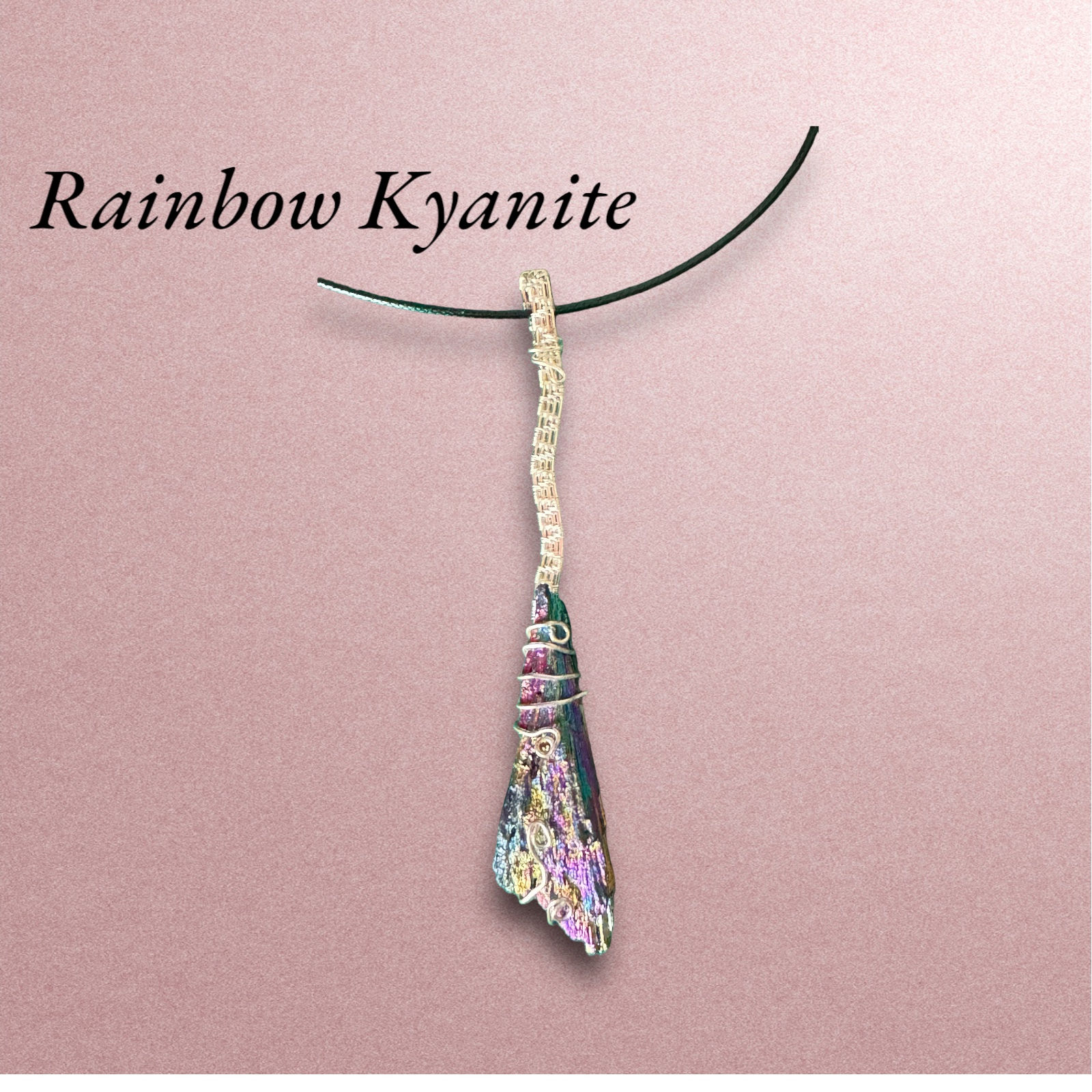 Rainbow Aura Kyanite Crystal Necklace - Reiki Infused