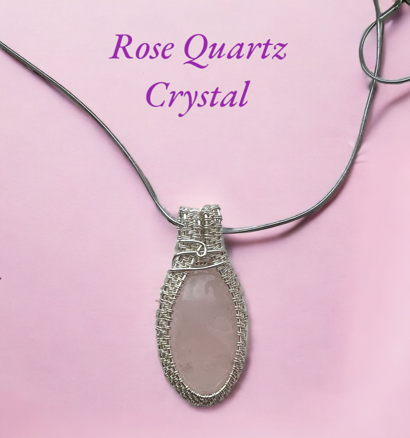 Rose Quartz Crystal Necklace - Infused with Reiki Healing Energy