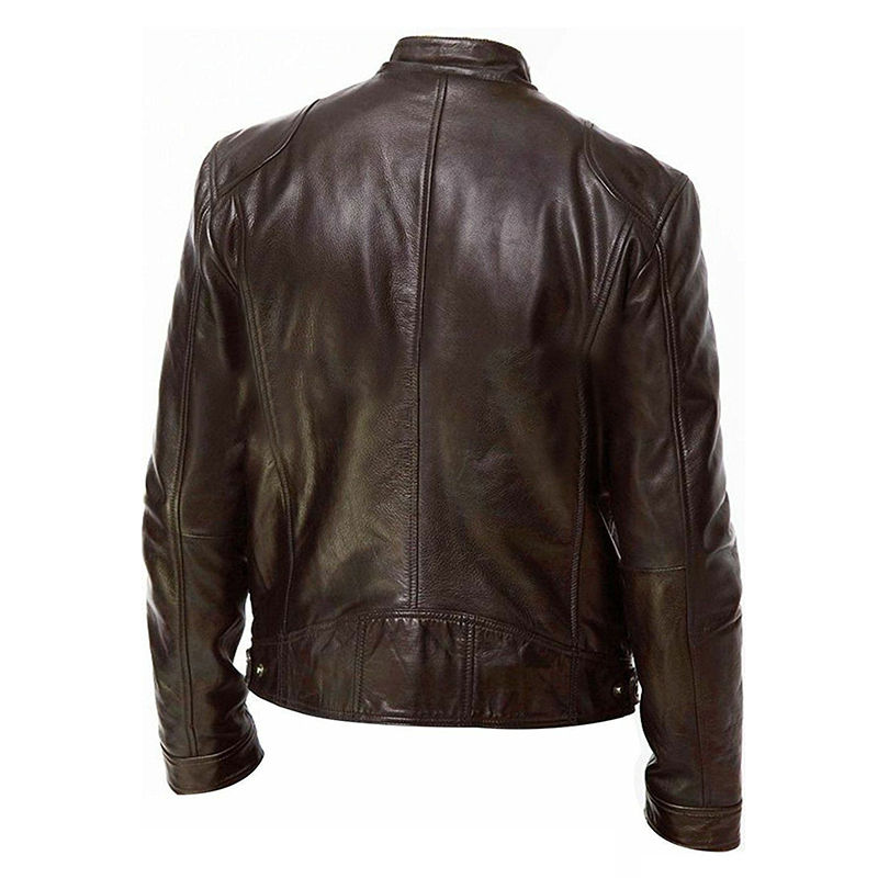 Miniatura: 2024 Motorcycle Leather Jackets Man Casual Fashion Motorcycle Coat Slim Fit Lape