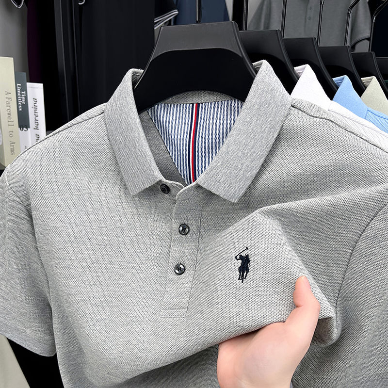 Miniatura: 100% pure cotton short sleeved men's polo shirt summer fashion high-end brand po