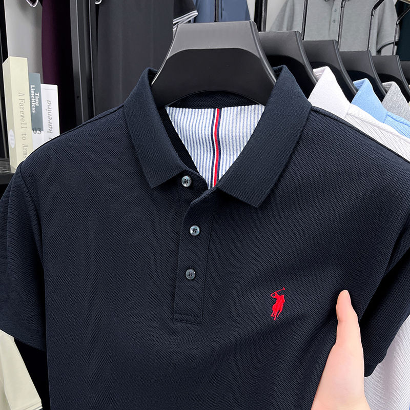 Miniatura: 100% pure cotton short sleeved men's polo shirt summer fashion high-end brand po