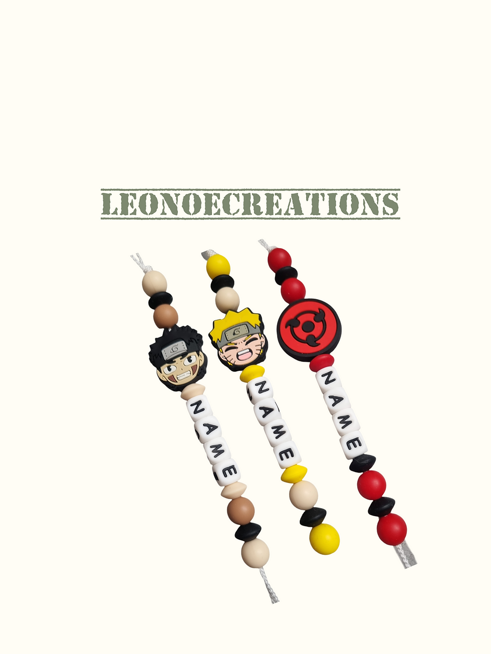 Porte-clés en perle silicone faits main - Théme Naruto - Itachi - Sharingan