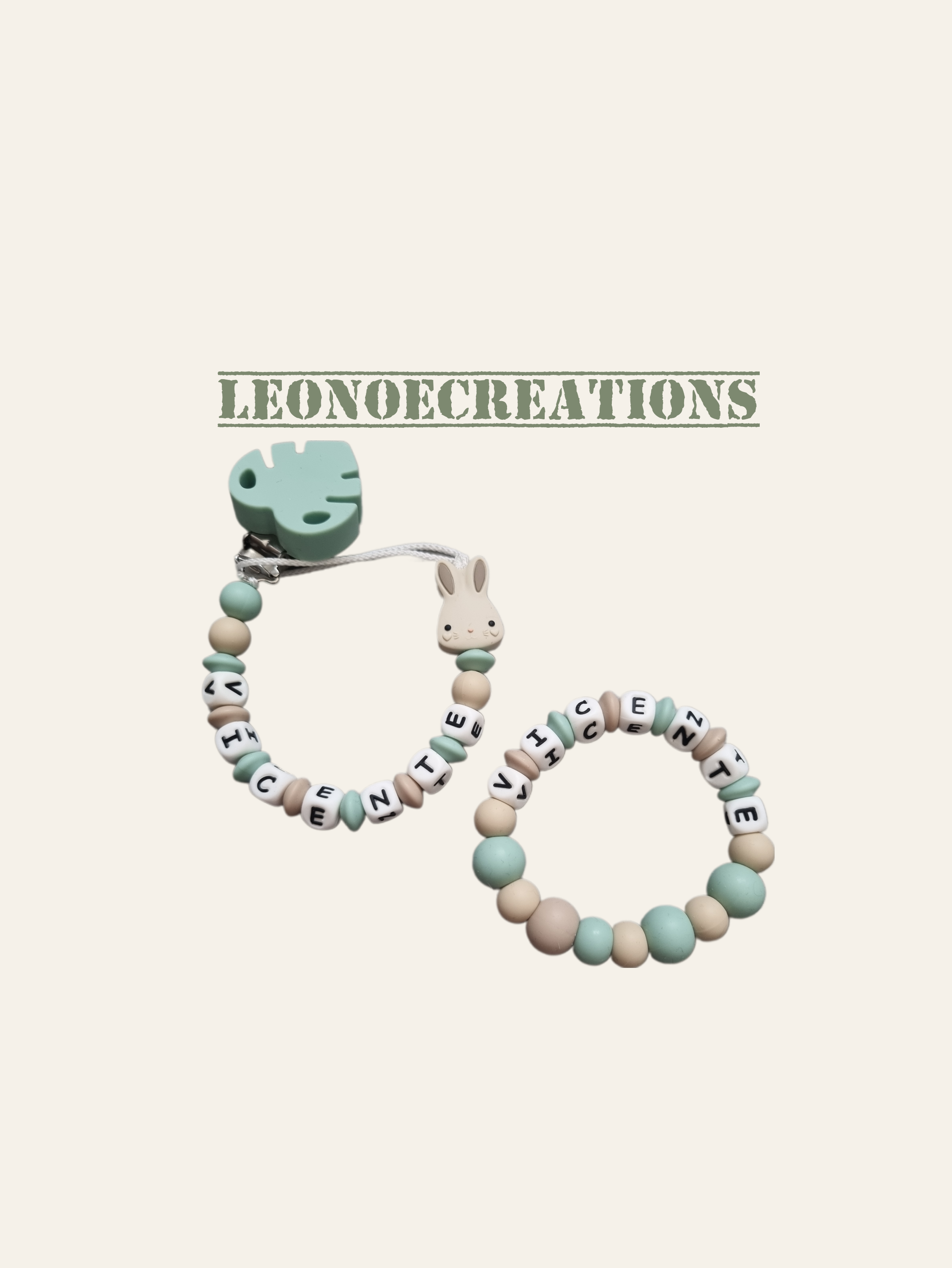 Attache tétine personnalisé lapin - Cadeau naissance bébé