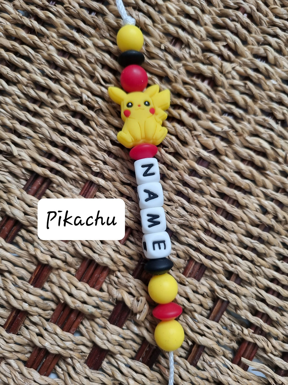 Porte-clé en perle silicone faits main - théme Pokemon Pikachu