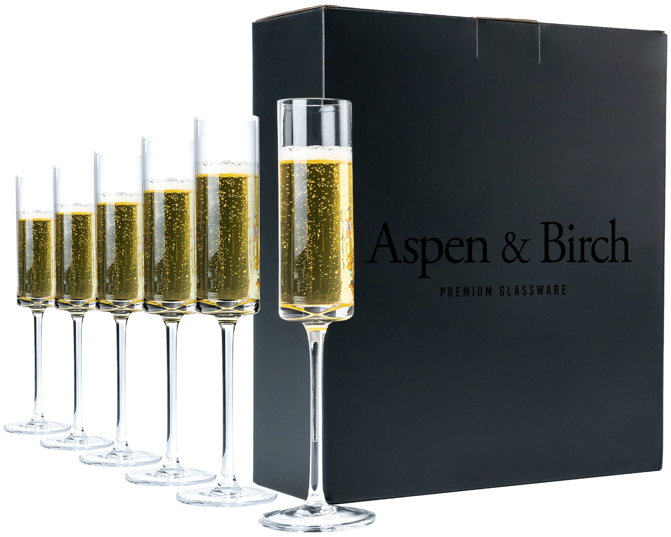 Aspen & Birch - Modern Champagne Flutes Set of 6