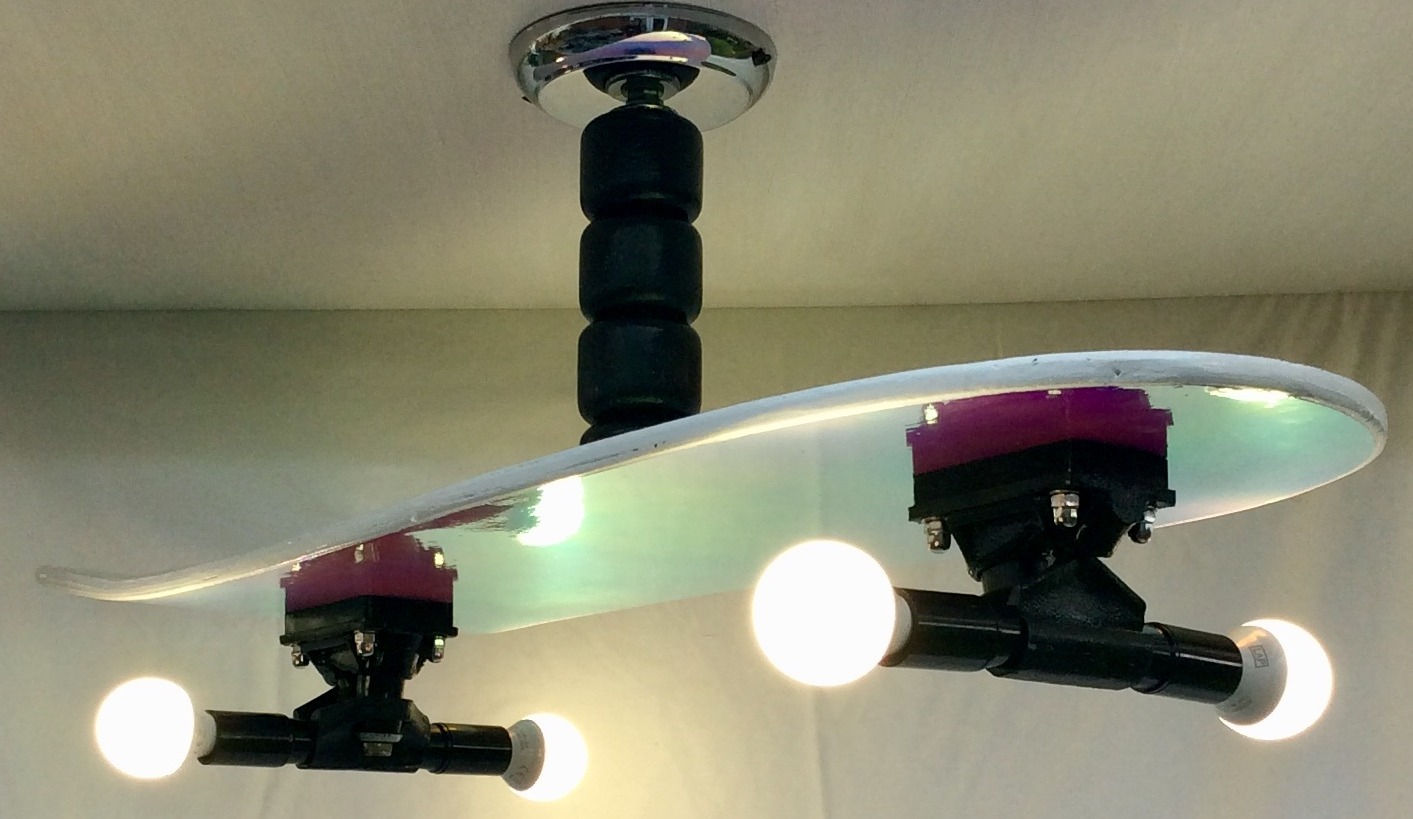 Bespoke upcycled skateboard ceiling light