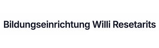 Logo der Bildungseinrichtung Willi Resetarits: einfacher schwarzer Schriftzug des Schulnamens