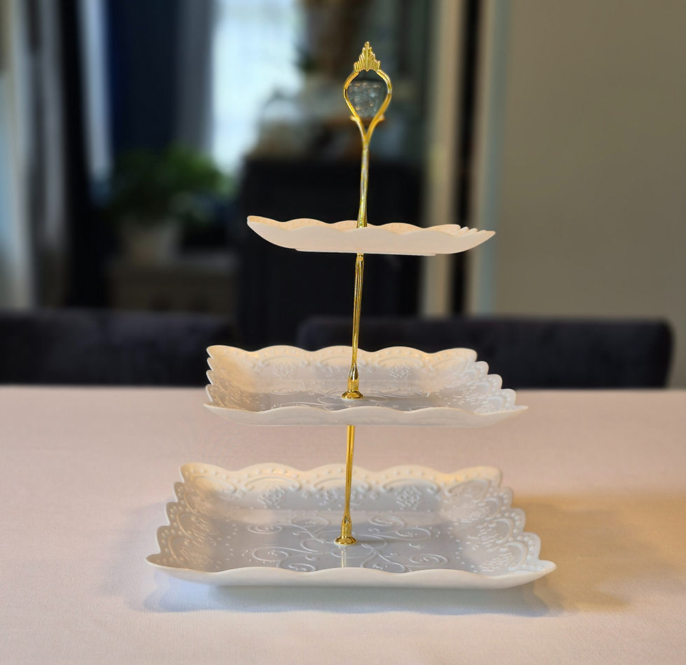 Thumbnail: plastic three tier cake stand