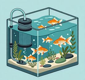 Graphic showing cold water fish tank setup