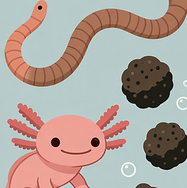 Axolotl, earthworm and pellets - food icon