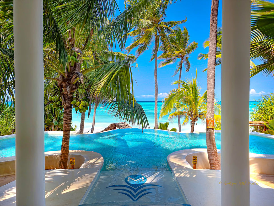 Villa Kidosho | pool view from the sharing lounge to the pool and ocean