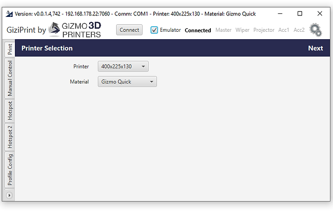 GiziPrint first screen