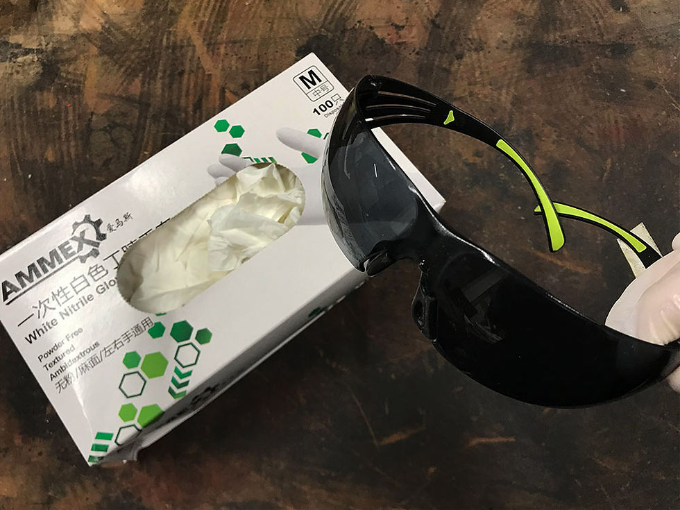 When resin 3D printing, gloves and safety glasses are recommended