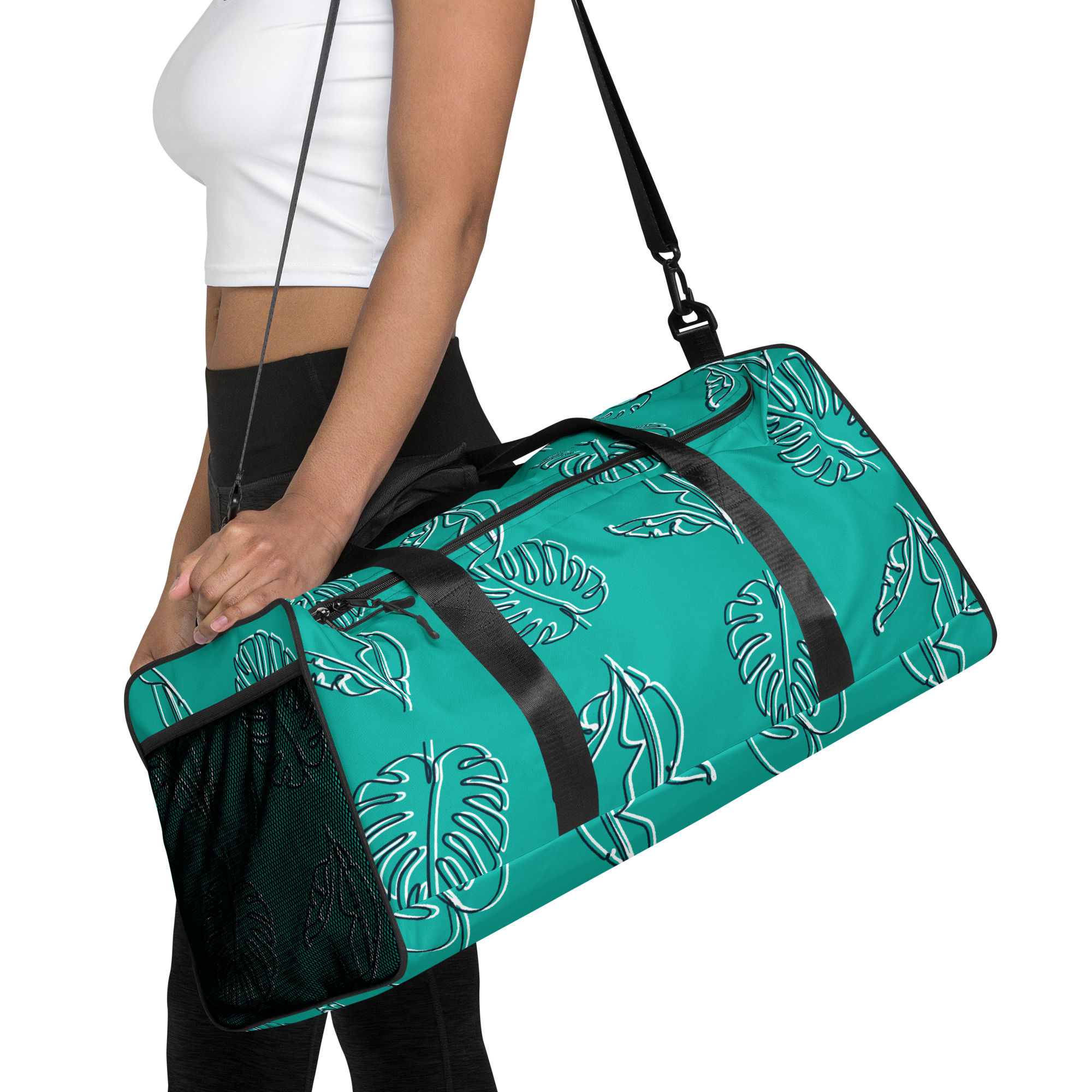 Do it for Her - Tropical Leaves Lines Duffle Bag