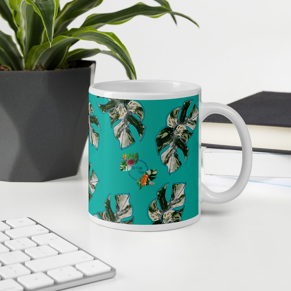 Thumbnail:  Do it for Her - Monstera Albo White glossy mug