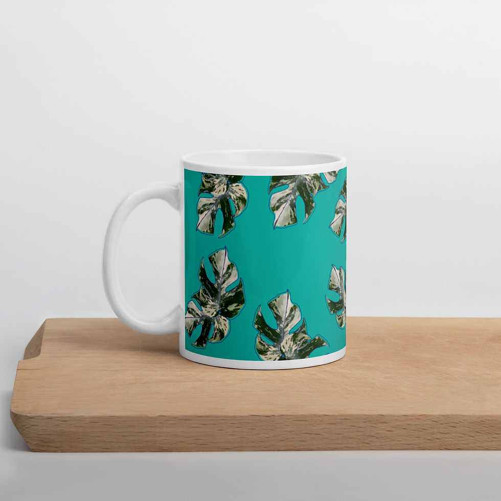 Thumbnail:  Do it for Her - Monstera Albo White glossy mug