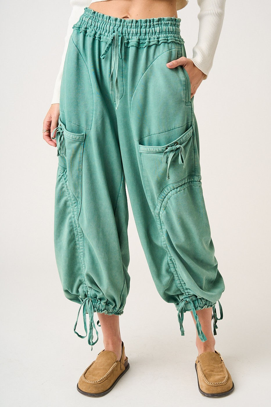Thumbnail: Coastal Barrel Pants in Sea Green