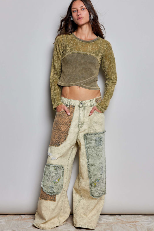 Olive Afterglow Lace Top