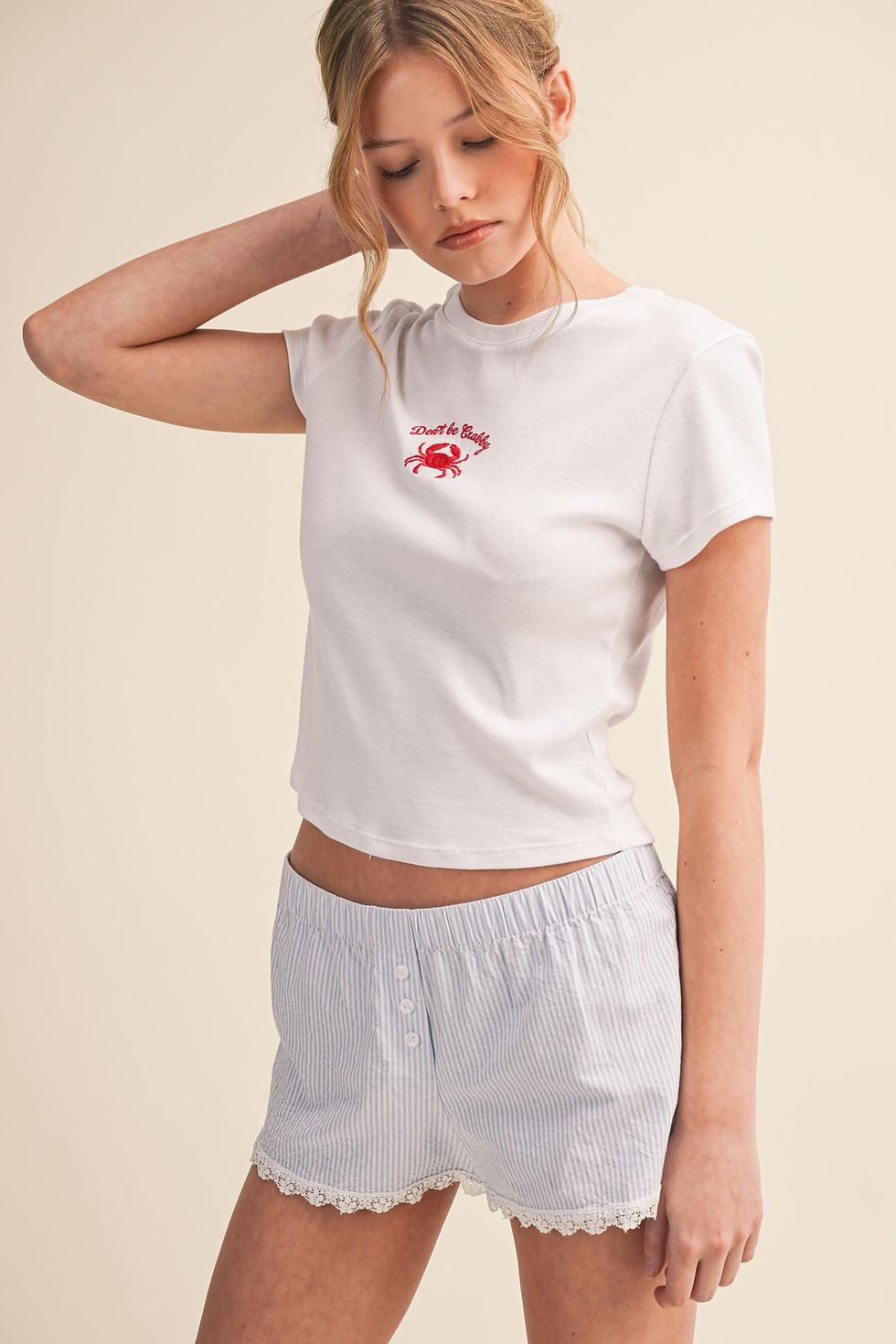Thumbnail: Salty Girl Crab Tee - White