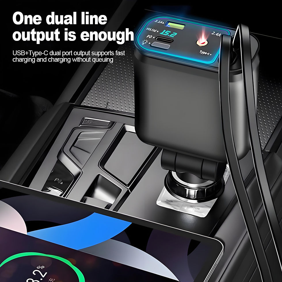 Thumbnail: 120W Retractable Car Charger with Roof Starlight USB C Cable Fast Charger Cigare