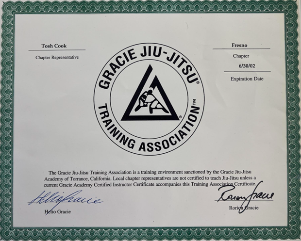 Gracie Jiu-Jitsu Training Association Certification