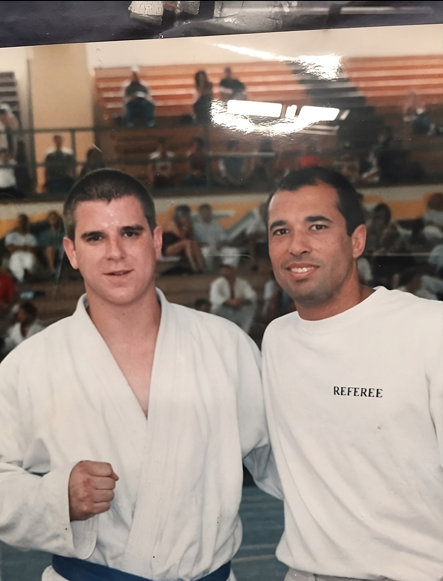 Tosh Cook and Royce Gracie at a tournament in the 90s.
