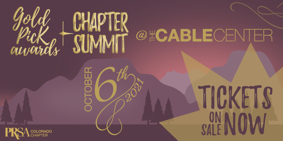 Gold Pick Awards x Chapter Summit 2021 Ticket Sales Banner for PRSA Colorado Chapter by Ilona Kovacs