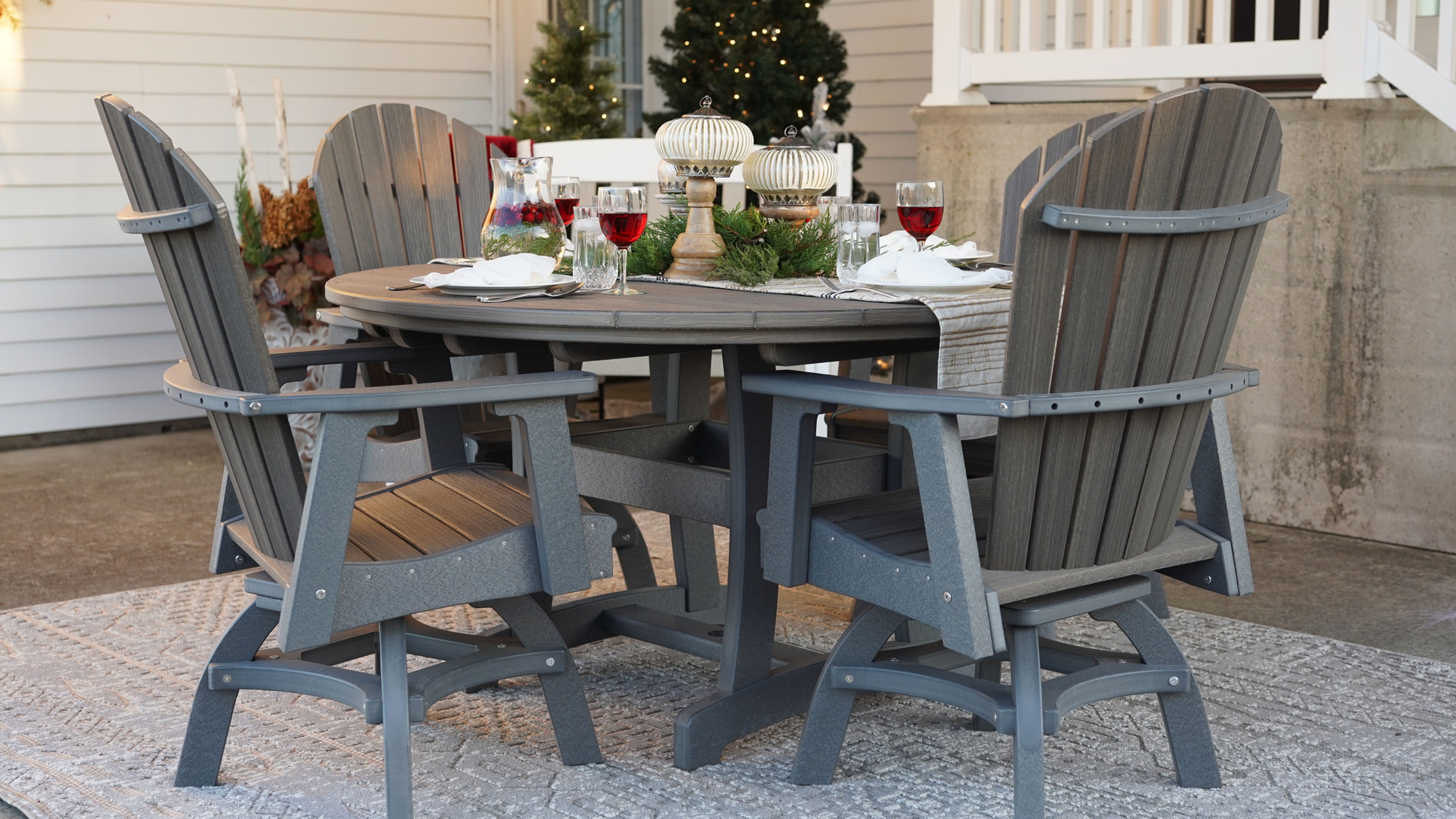 54" Adirondack Dining Table W/ 4 Adirondack Swivel Chairs