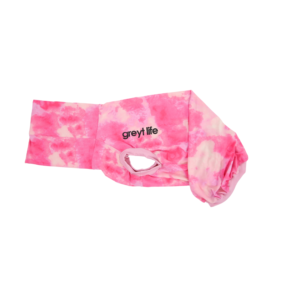 Stylish pink greyhound clothing, tailored for deep-chested breeds.