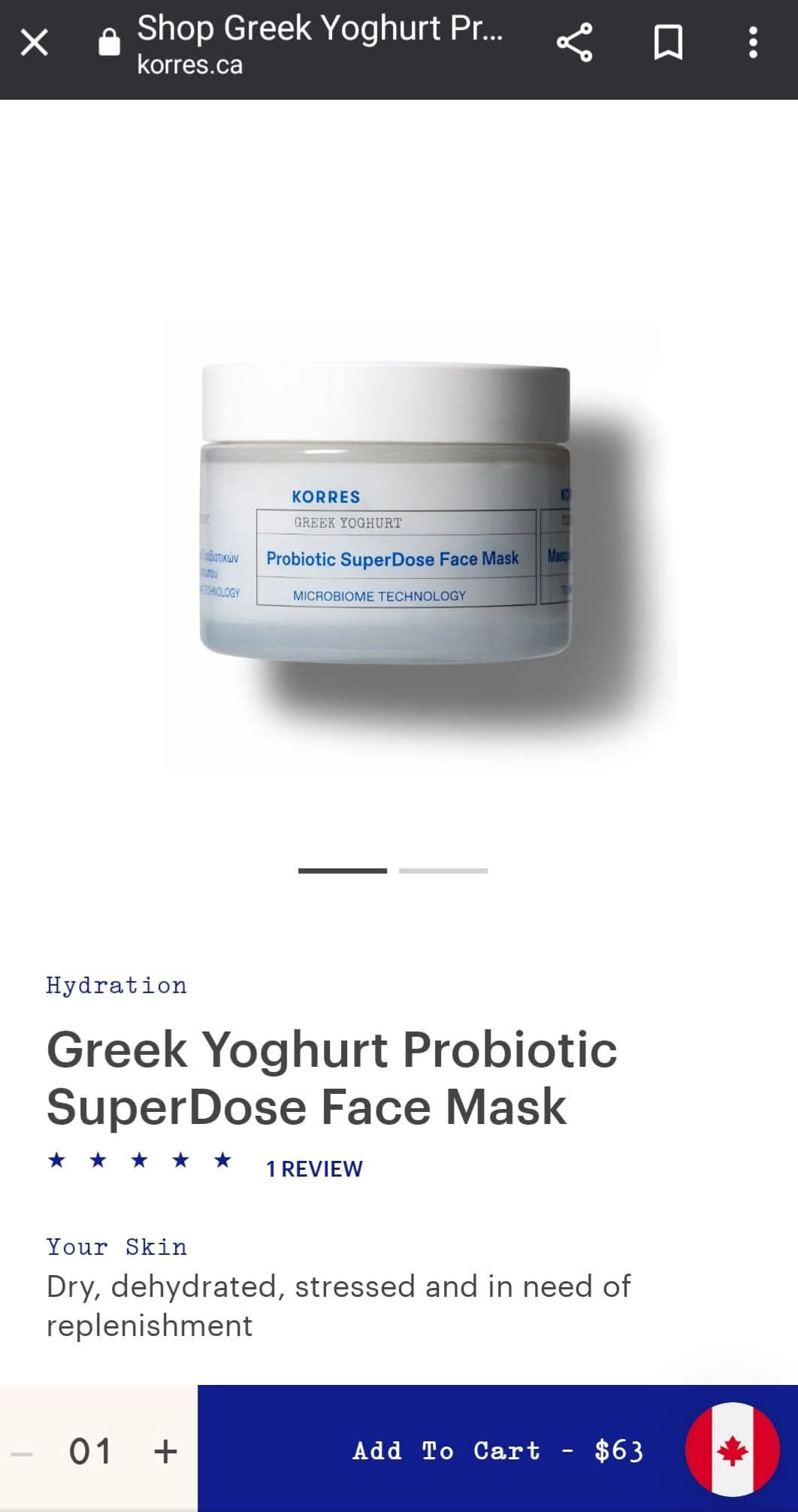 *Korres* Greek Yoghurt Probiotic SuperDose Face Mask