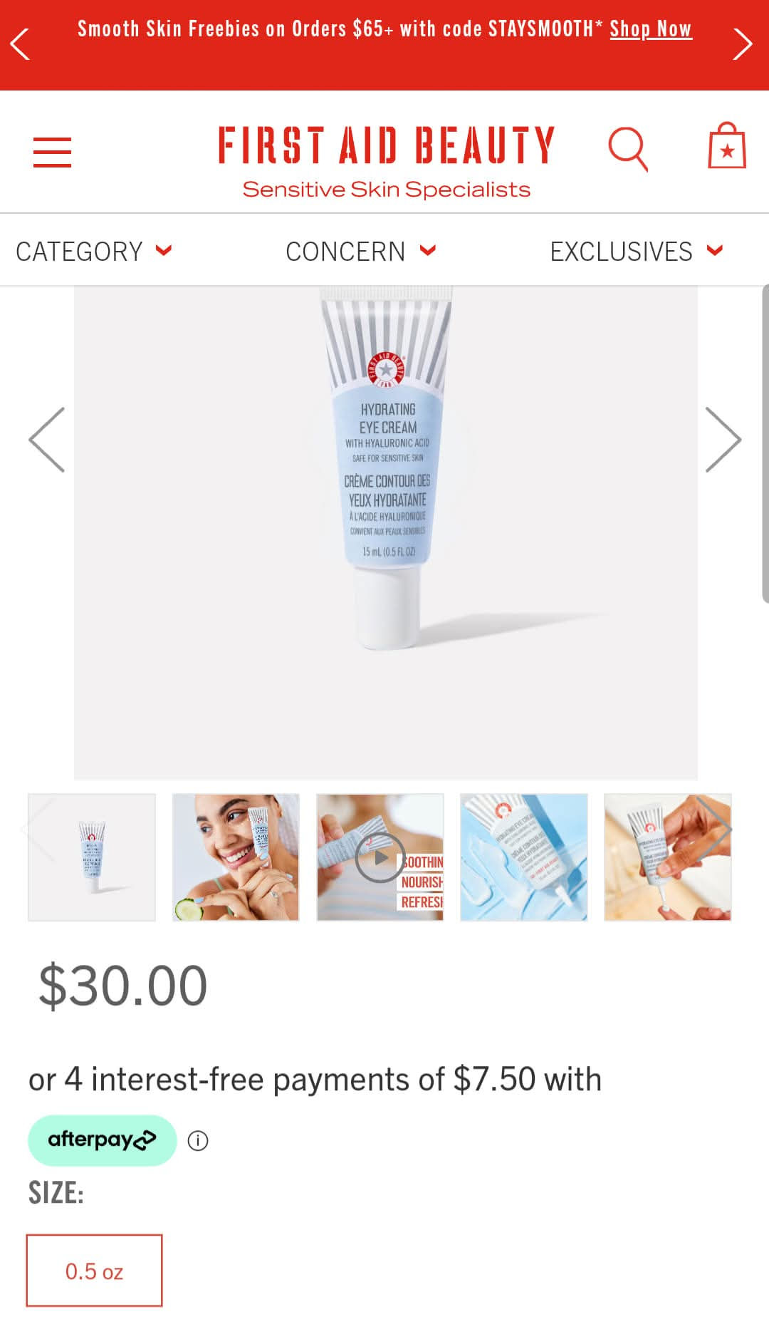 *First Aid Beauty FAB* Hydrating Eye Cream - With Hyaluronic Acid