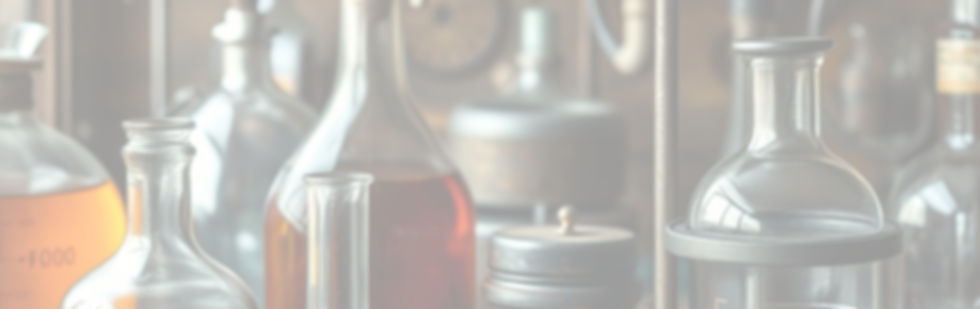 Rustic Lab scene with vintage equipment and beakers with assorted shades of amber liquid_e