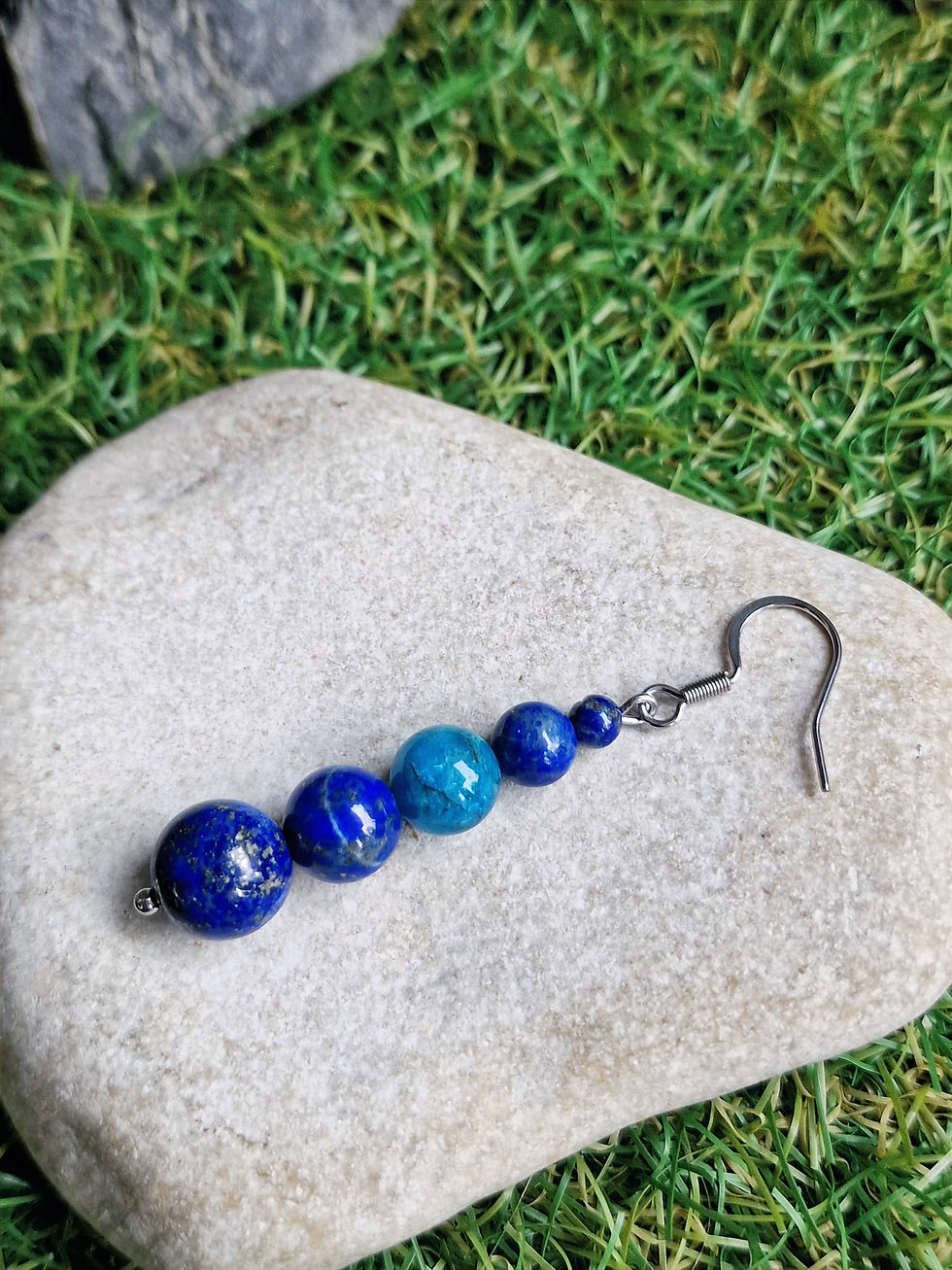 Miniature : Boucles d'oreilles avec pierres de lapis-lazuli et apatite