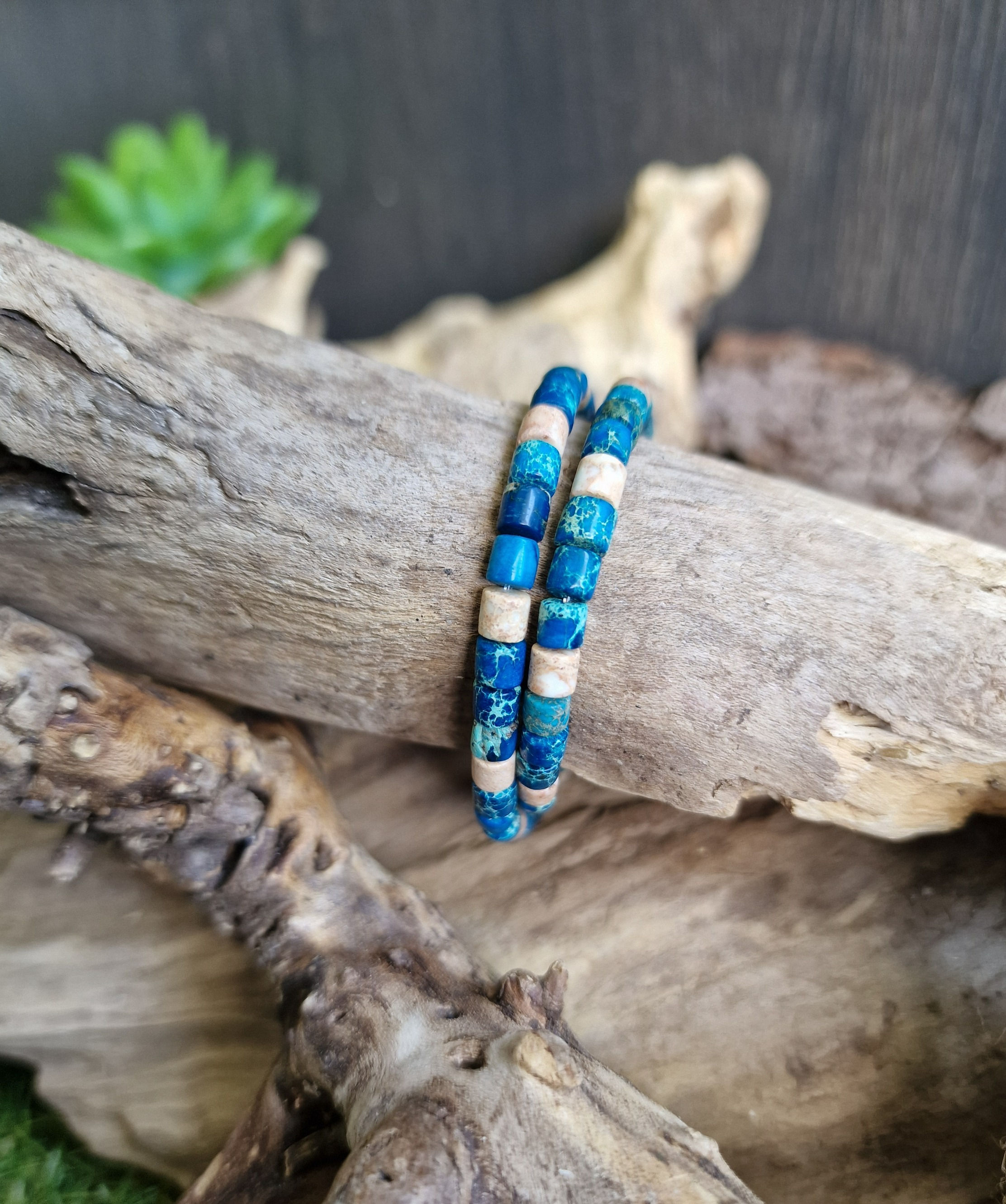 Bracelet double pour enfant en pierres de jaspe N° 1