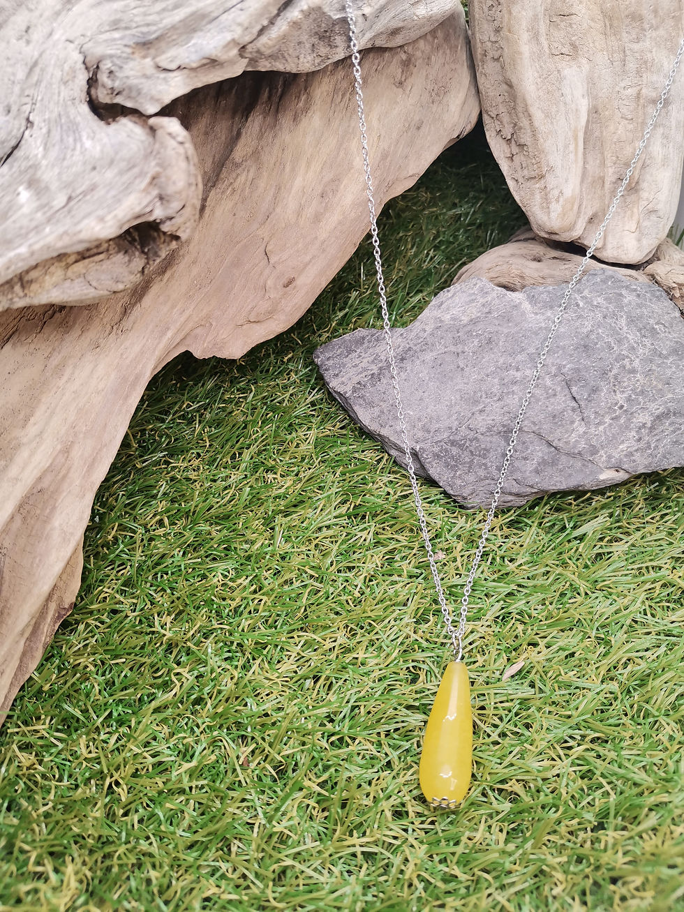 Miniature : Collier en pierre de jade jaune