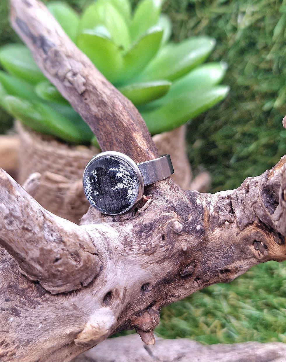 Miniature : Bague avec cabochon en tissu "Kinshasa" 12 mm