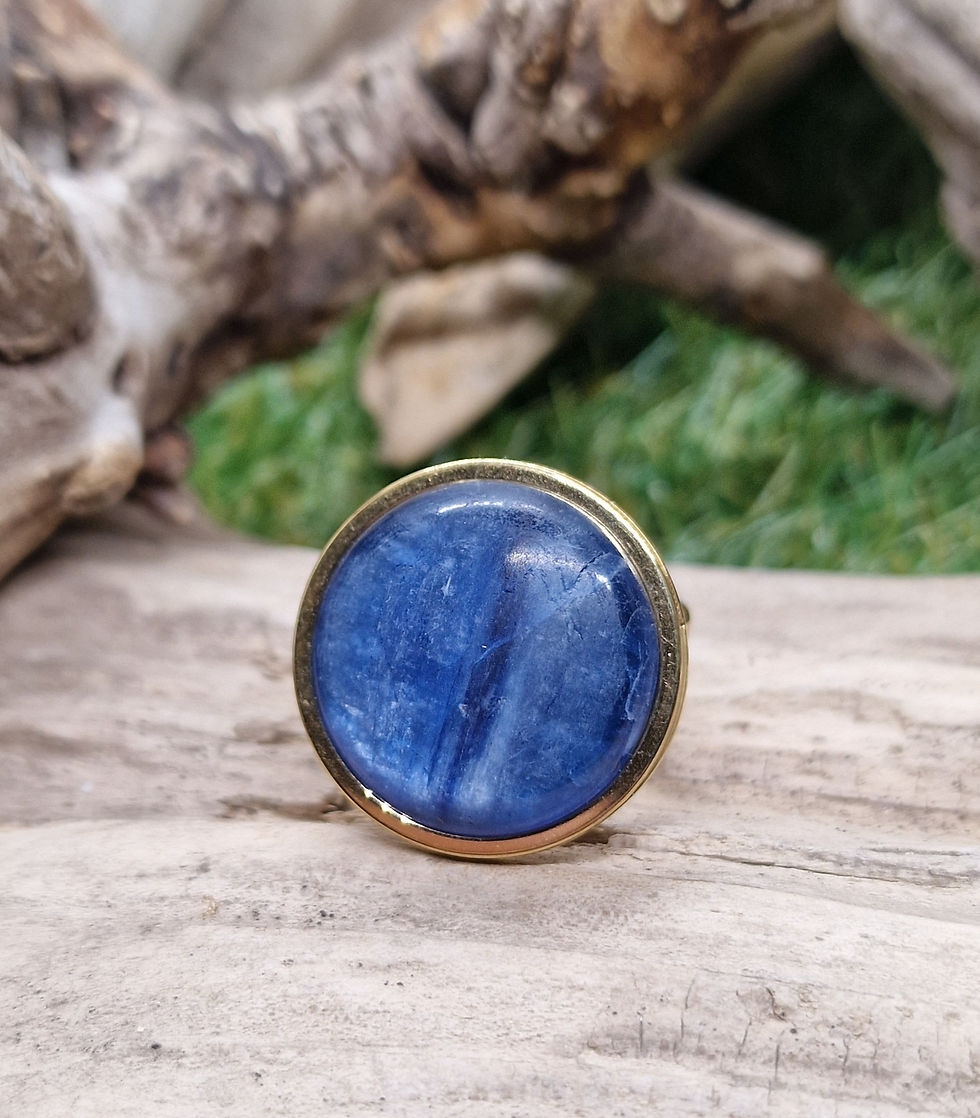 Miniature : Bague dorée avec pierre de kyanite 20mm