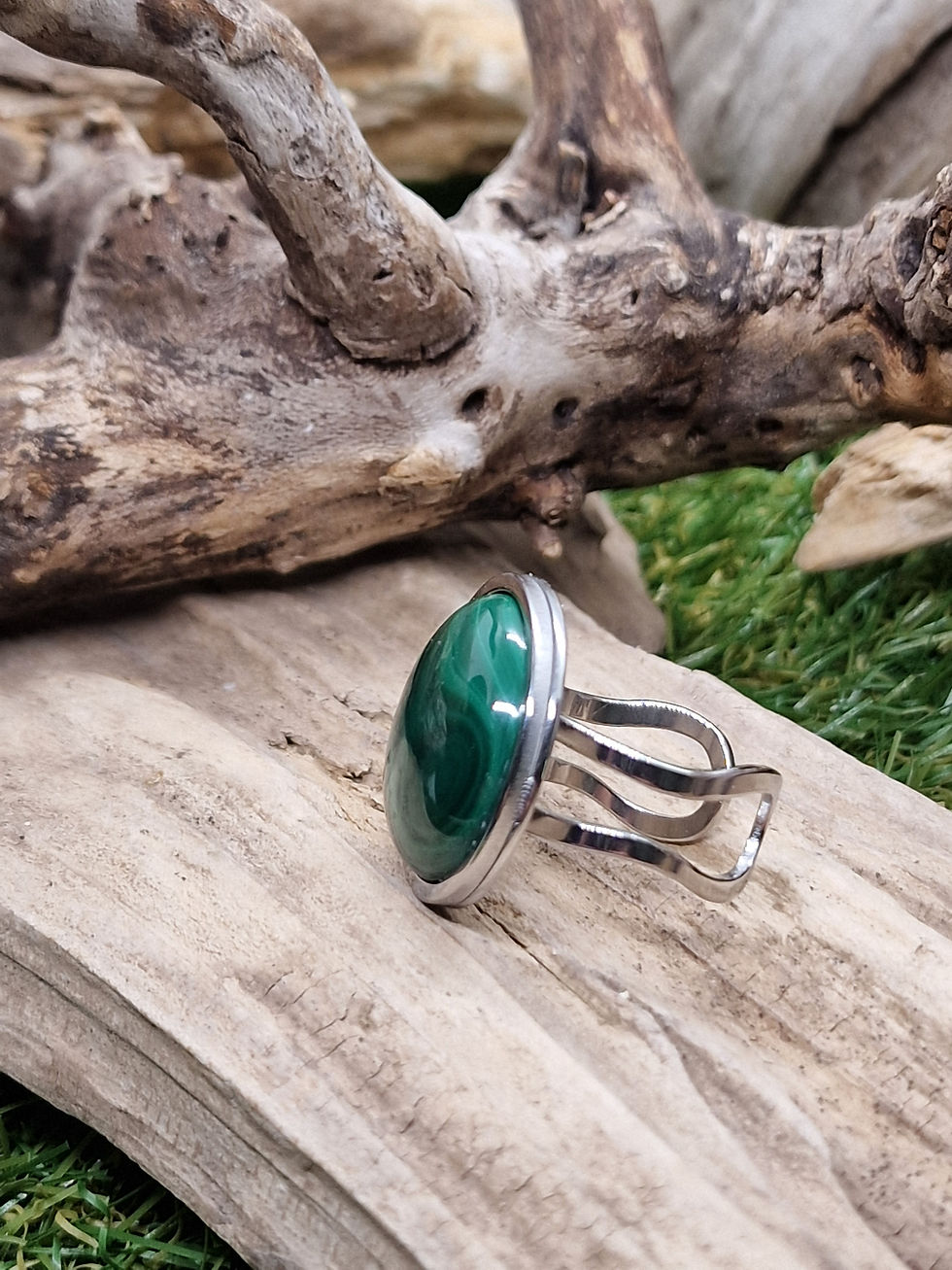 Miniature : Bague avec pierre de malachite 20mm