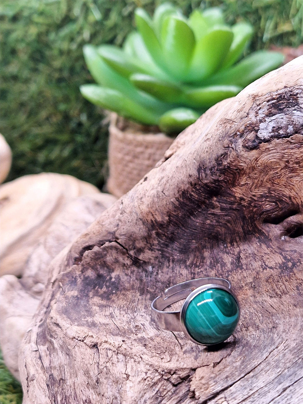Miniature : Bague avec pierre de malachite 12mm