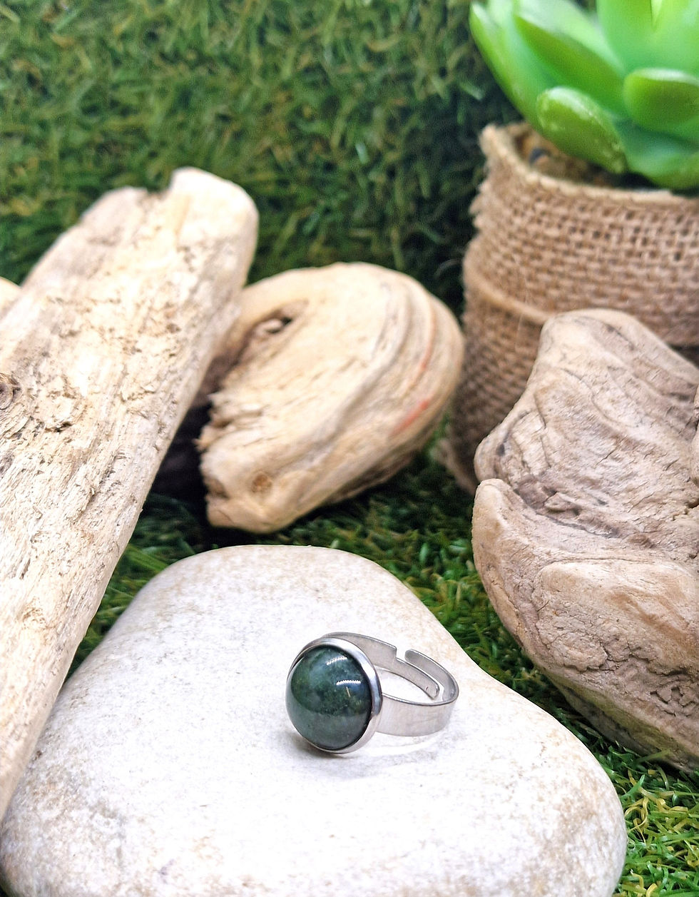 Miniature : Bague avec pierre d'agate mousse 12mm