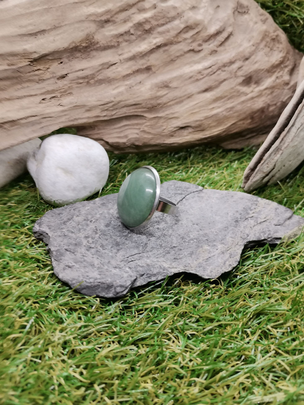 Miniature : Bague avec pierre d'aventurine 25mm
