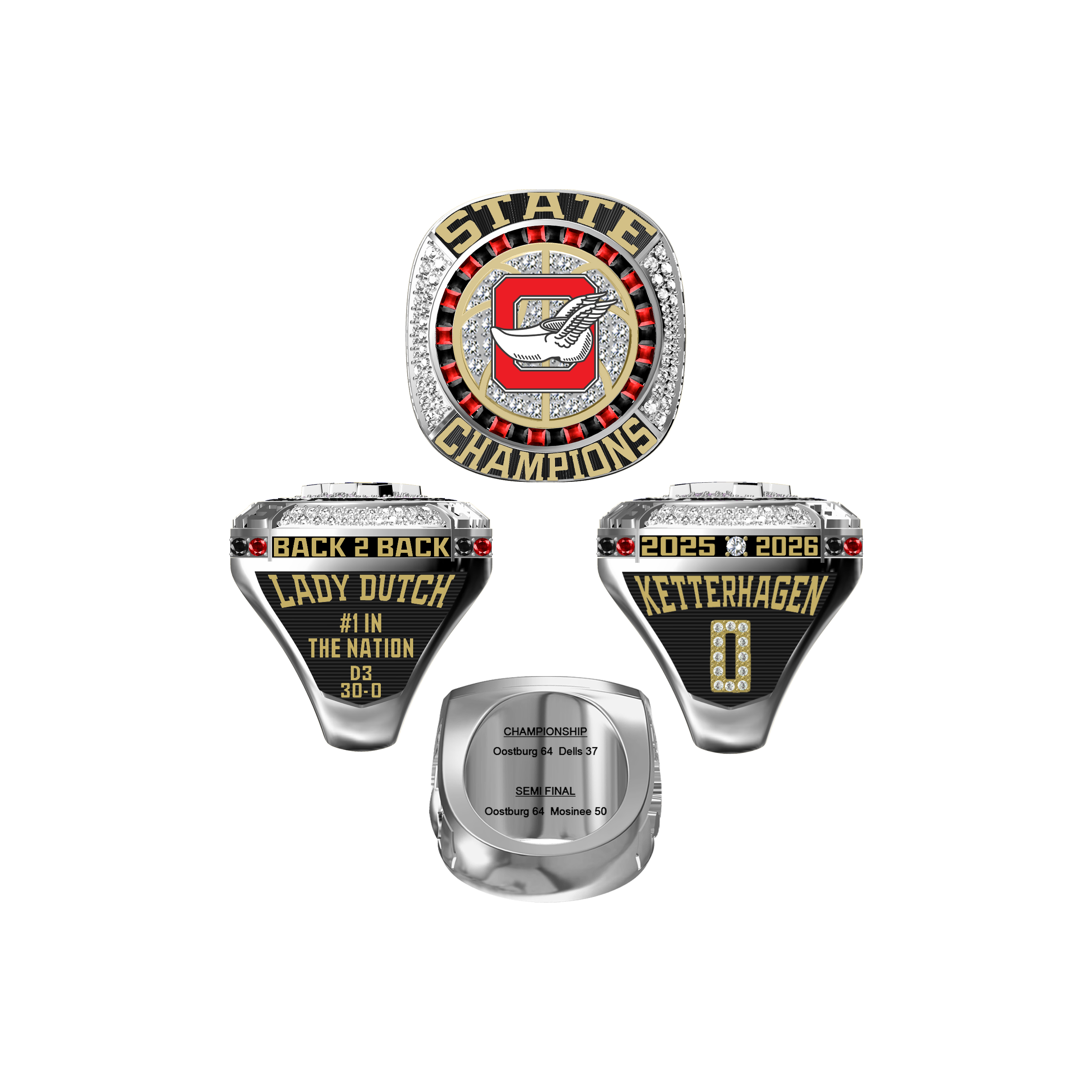 2026 Oostburg Girls Basketball Championship Ring