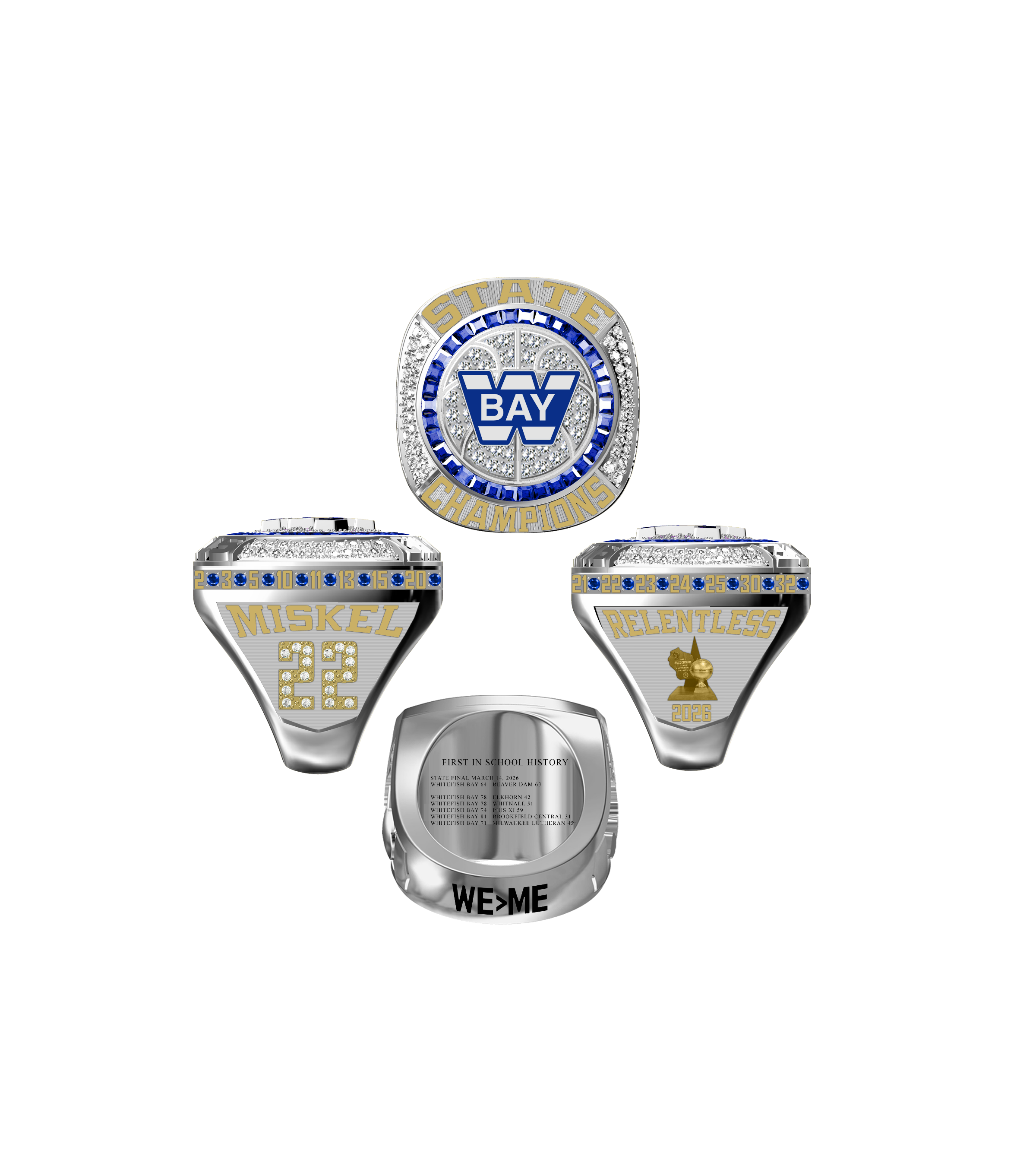 26 Whitefish Bay Girls Basketball Championship Ring