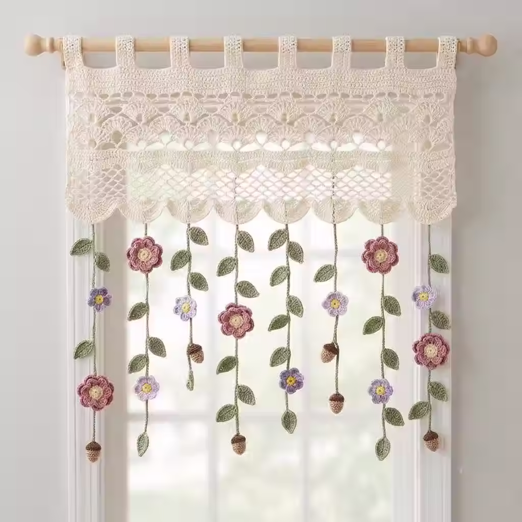 Blossom Garden Hanging Window Valance Crochet Pattern PDF