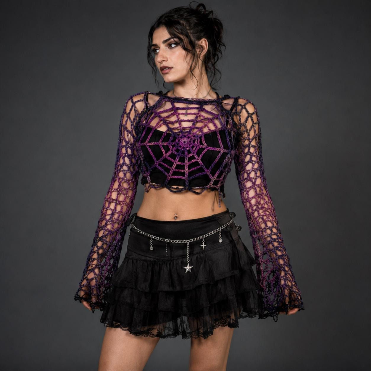 Spider Web Crochet Shrug Pattern PDF, Gothic Mesh Bolero Top Tutorial, Halloween