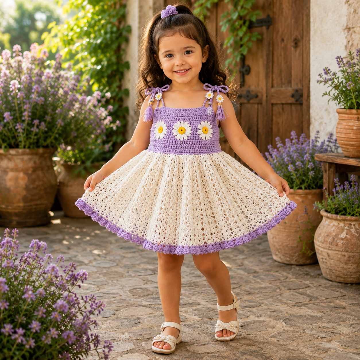 Crochet Daisy Sundress Pattern PDF, Lavender Toddler Dress Tutorial PDF