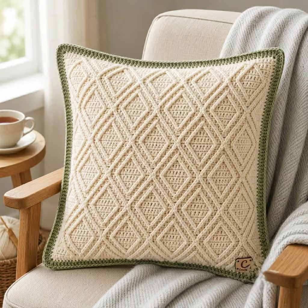 Modern Crochet Cushion Cover Pattern PDF, Diamond Pillow Cover Tutorial, Texture