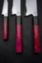Thumbnail: San Mai Bunka Kitchen Knife Set Handle Left Side